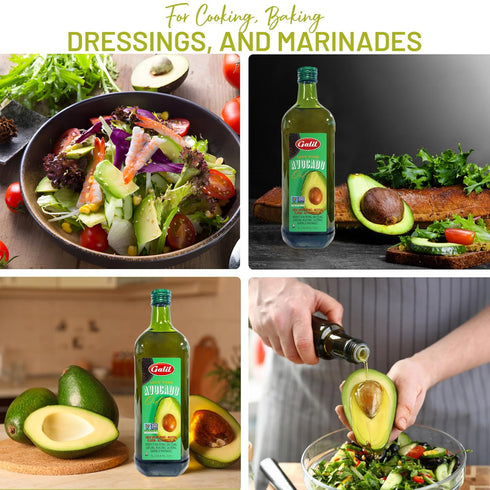 100% 500F 1 Galil Pure Avocado Oil - High Smoke Point Non-GMO, Vegan, Halal Certified - Perfect for Cooking, Baking