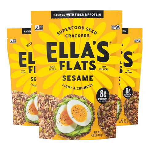 ELLAS FLATS Sesame All Seed Savory Crisps All Natural, Gluten Free, Good