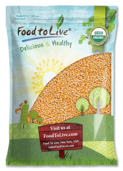 Food to Live Organic Yellow Popcorn, 10 pounds Non-GMO Corn Kernels, 100%