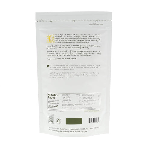 Druids Grove Soy Milk Powder, Vegan Non-GMO Gluten-Free OU Kosher Certified - 8 oz.
