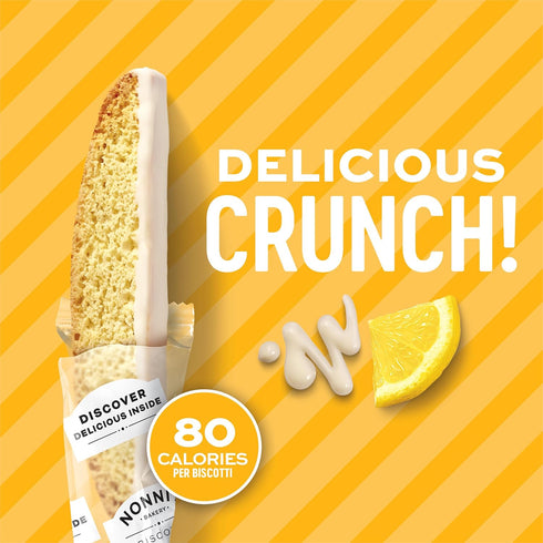 110 21.5 oz Nonni's Limone Lemon-Iced Biscotti Cookies Individually Wrapped Italian Tea-Time Snack, Crunchy