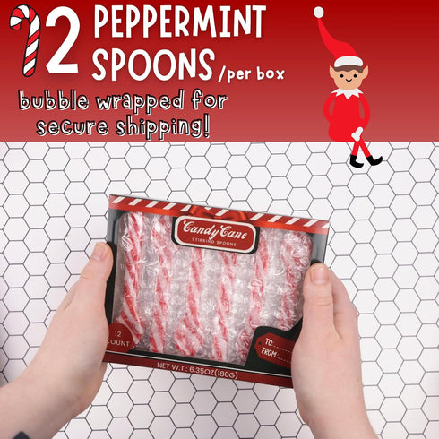 48 (Pack 4) Sweetzo Bulk Christmas Candy Cane Stir Spoons, Hot Chocolate and Coffee Peppermint Stirrers - Total Pieces