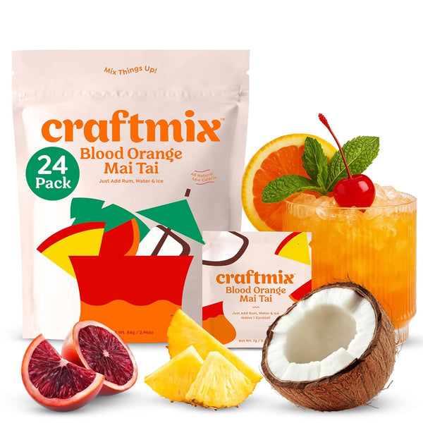 Craftmix Blood Orange Mai Tai Cocktail & Mocktail Drink Mixer, Skinny Mixes