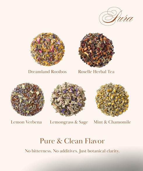22ct Dreamland, Set Decaf Herbal Tea Sampler EZR Leaf Caffeine-Free Pyramid Bags, Assorted Fruit & Floral Blends