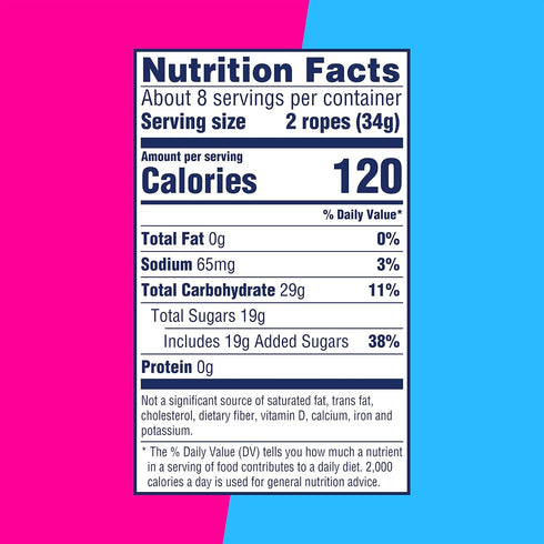 9 oz (Pack 3) SweeTARTS Ropes, Candy, Twisted Rainbow Punch, Soft and Chewy
