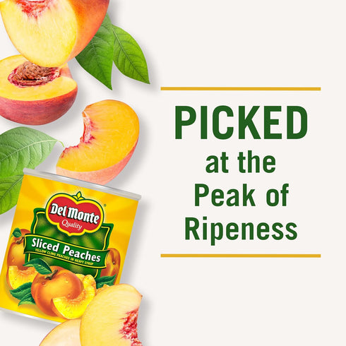 1.81 (Pack 6) Del Monte Canned Sliced Yellow Cling Peaches in Heavy Syrup Pound