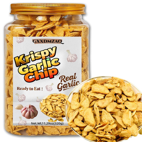 GXXDMZAQ Crispy Garlic Chips - 320g Fried Garlic Flakes for Topping Pizza, Pasta,
