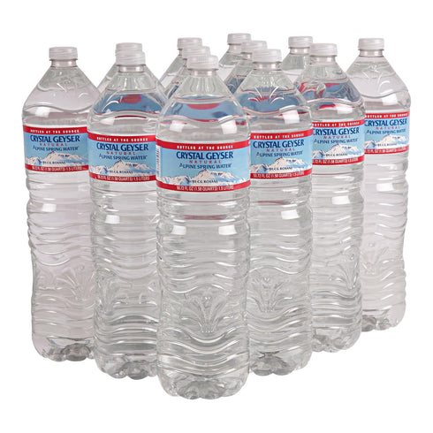 1.5L 12 Crystal Geyser Natural Alpine Spring Water, Drinking Water Bottled at the Source, Bottles, Case