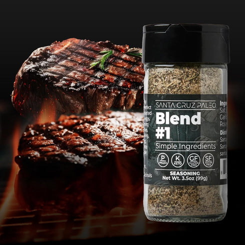 Santa Cruz Paleo Seasoning (Blend #1), Gluten Free, Keto, Sugar Free, Garlic, Sea Salt, Rosemary, Black Pepper Spice