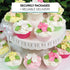24 Count Global Sugar Art Blossoms and Leaves Edible Sugar Cake & Cupcake Flowers, White, Small Unwired, with Leaves by