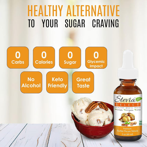 Stevia Select Butter Pecan Flavored Liquid Stevia, Zero Calorie Sweetener, 300 Servings, 2 Oz