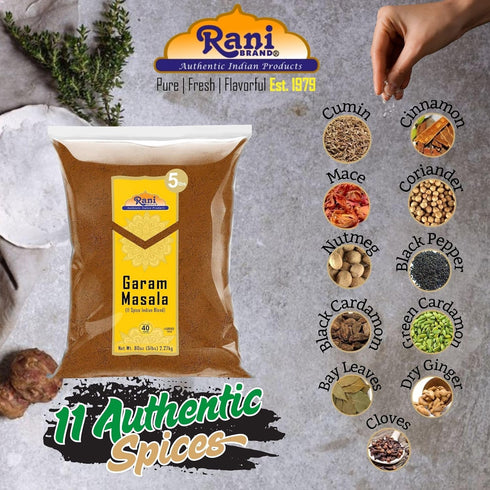 11-Spice 80oz (5lbs) 2.27kg Rani Garam Masala Indian Blend Bulk ~ All Natural, Salt-Free | Vegan | No Colors | Gluten