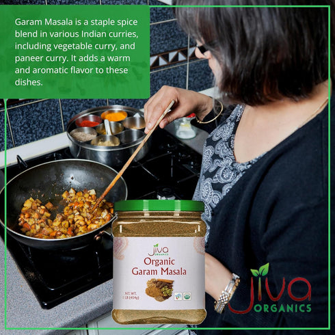 Jiva Organics Organic Garam Masala Powder, 1 Pound Bulk Jar - NON-GMO, Salt Free Indian Spice Blend