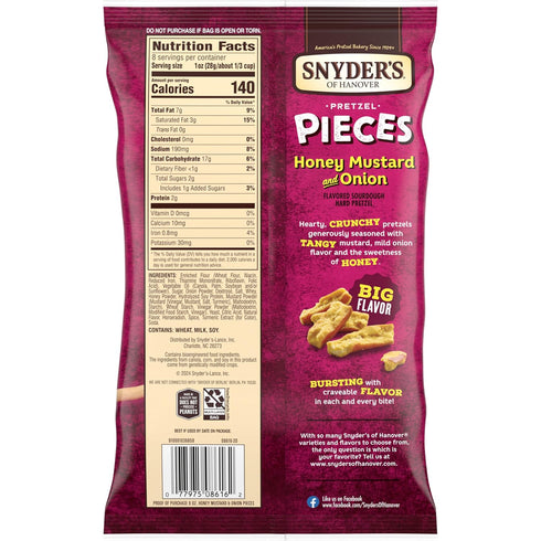 8 oz (Pack 6) Snyder's of Hanover Pretzel Pieces, Honey Mustard and Onion