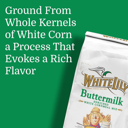 2 pack, 5 lb White Lily Buttermilk Cornmeal & Enriched White Corn meal Mix, Each, with Stock Your Home Conversion