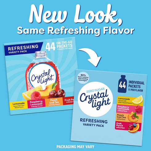 Pack, 44 Packets, 4.18 oz Crystal Light Refreshing Drink Mix Variety for Convenient Hydration, Lemonade, Raspberry