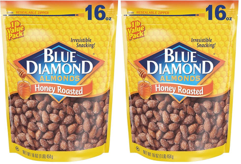 Blue Diamond Almonds Honey Roasted Snack Almonds, Party Salty Snack, Plant-Based Protein