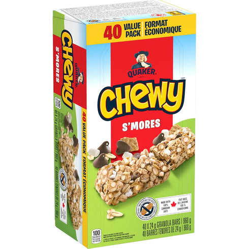 Quaker Chewy , S'Mores Granola Bars, 960g/33.9 oz.,(40 Count) {Imported from Canada}