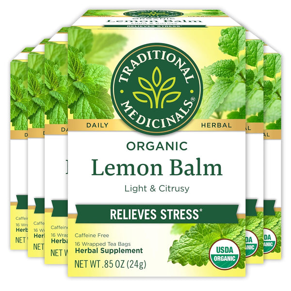 Traditional Medicinals - Organic Lemon Balm Herbal Tea (6 Pack) - Stress