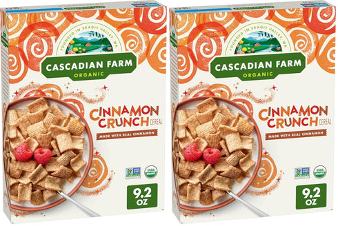 Cascadian Farm Organic Cinnamon Crunch Cereal 9.2 oz Box (Pack of 2)