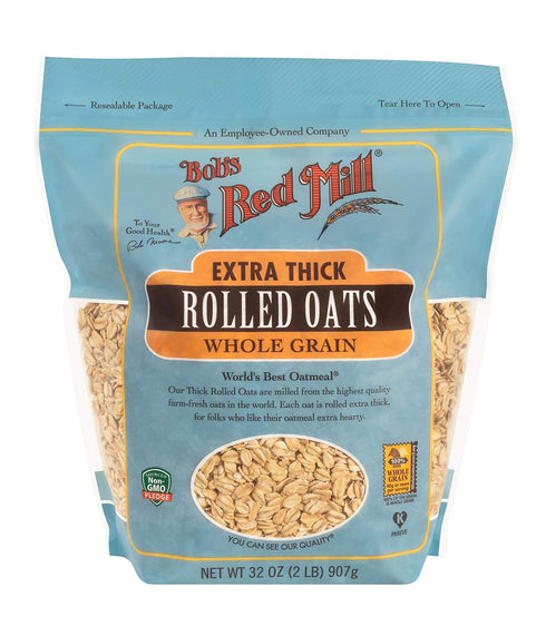 32oz (Pack 4) Bob's Red Mill Extra Thick Rolled Oats, of - Non GMO, Whole Grain, Vegan, Kosher