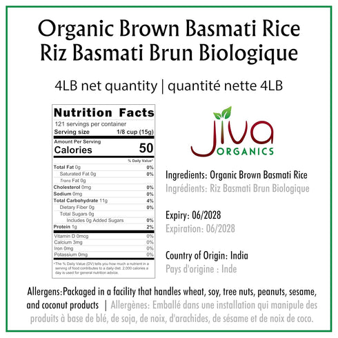 4 Jiva Organic Brown Basmati Rice Pound Bag - Premium Quality from India