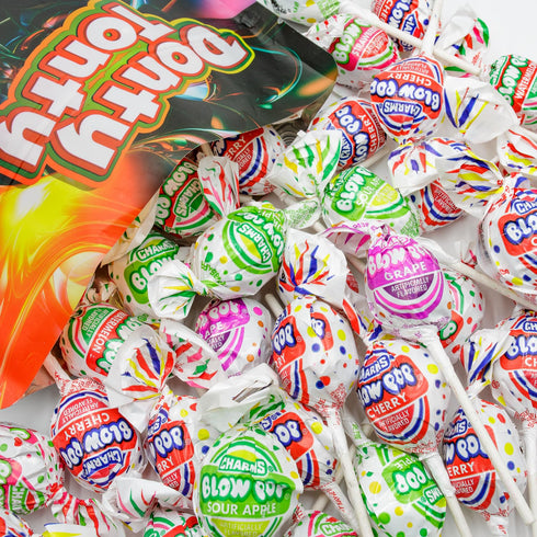 CHARMS BLOW POPS Lollipops, 2 lb Bulk Candies, Individually Wrapped (46 Pieces), Assorted Fruit Flavors & Chewy Gum