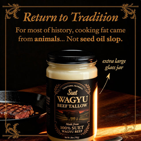 28oz, 100% 1.75lbs Wagyu Beef Tallow Pure Suet Kidney Fat, Triple-Rendered, USDA Inspected