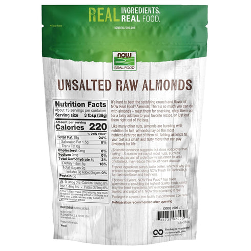 16-Ounce (Packaging NOW Foods, Almonds, Raw and Unsalted, Source of Protein, Grown in the USA, May Vary)