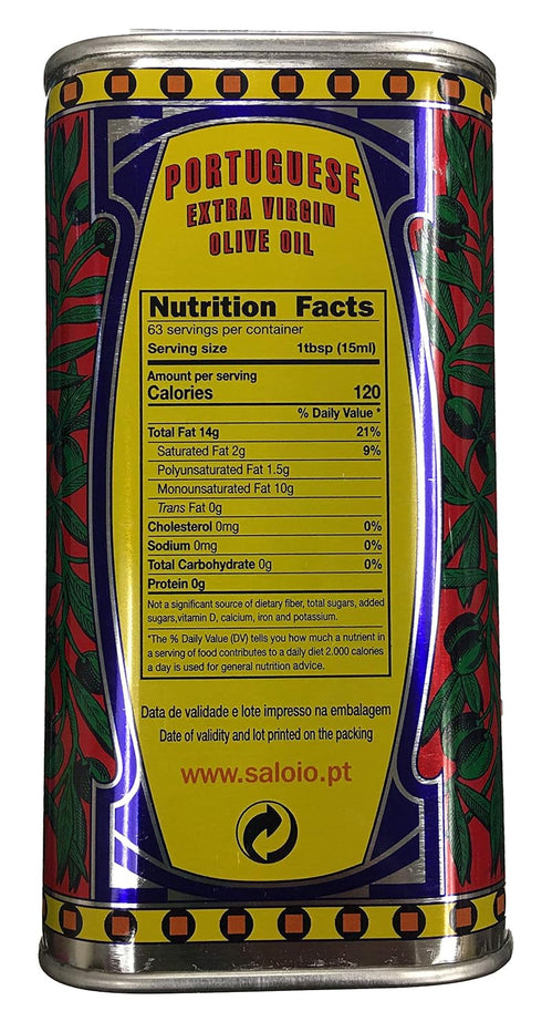 Saloio 1 32 oz Portguese Imported Olive Oil with Easy Pouring Sprout Quart fl cholesterol and sodium free food.