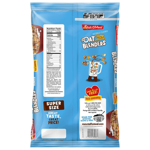 30 1 count (Pack 2) Malt-O-Meal Honey and Oat Blenders with Almonds Breakfast Cereal, Family Size Bulk Bagged Cereal