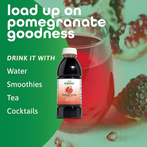 16oz Dynamic Health Pomegranate Juice Concentrate, Natural Antioxidants and Polyphenols, No Additives or Preservatives
