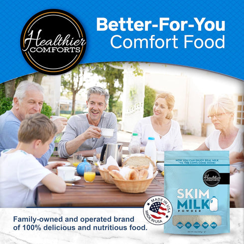 (12oz) Healthier Comforts Skim Milk Powder | Fat Free, Shelf Stable | Kosher, Gluten Free, Non-GMO, Hormone