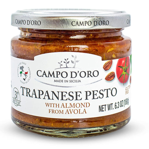 Trapanese Pesto Sauce, Tomato, Basil & Almonds, 6.3oz (180g), 100% Made in Italy