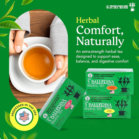 3 3 Ballerina Tea Extra Strength for Men and Women Boxes Flavored Bundle (Orange, Lemon and Cinnamon Flavors)