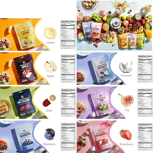 SUNGIVEN Pack 12 7 9.7 oz Freeze Dried Fruit Mixed for Beauty, Variety of Bag, Kinds of Fruit, Health Snack, Rich