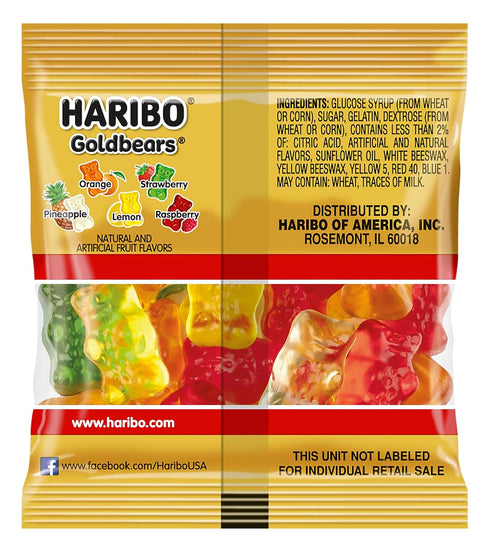 Gummi 22.8 oz (54 Packs) HARIBO Goldbears, Candy, Tub Assorted Flavors