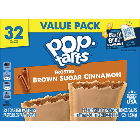 Pack, (32 Pop-Tarts Toaster Pastries, Breakfast Foods, Kids Snacks, Family Frosted Brown Sugar Cinnamon Pop-Tarts)