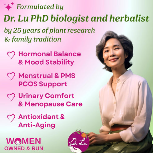 100% Dr. Lu's Happy Girl Tea | Natural Herbal Tea for Hormone Balance, Menstrual, PMS, PCOS & Menopause | Antioxidant