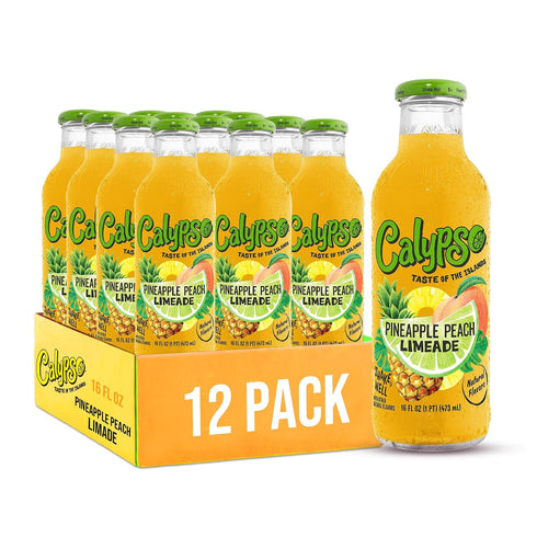 Calypso Limeade, Pineapple Peach Limeade, Made with Real Fruit, 16 Fl Oz