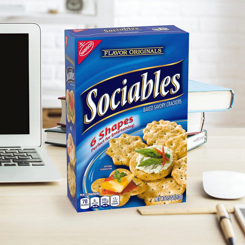 NABISCO 6 7.5 oz Flavor Originals Sociables Baked Savory Crackers, Party Snacks, - Boxes