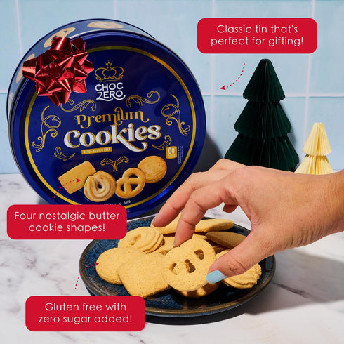 (1 12 oz) ChocZero Keto Butter Cookies - Sugar Free Danish Shortbread Gift - Gluten Free, Low Carb tin
