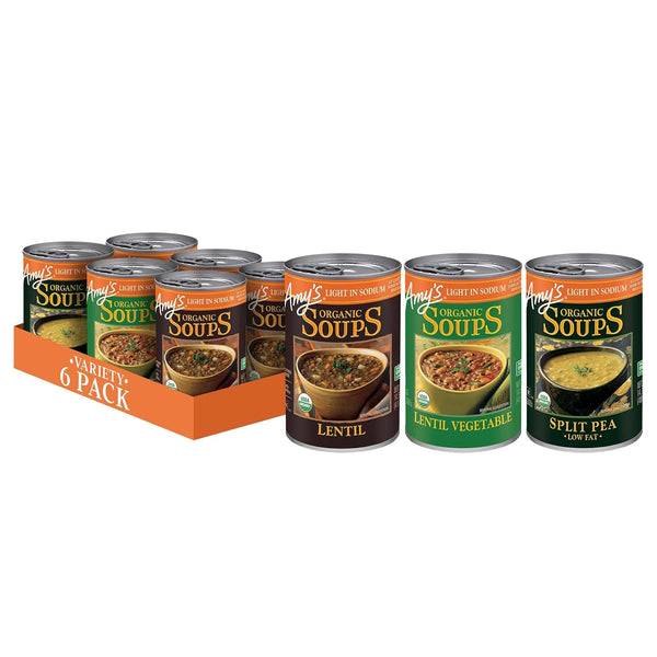 Amy's Soup, Organic Light in Sodium Variety Pack, Vegetable, Split Pea and