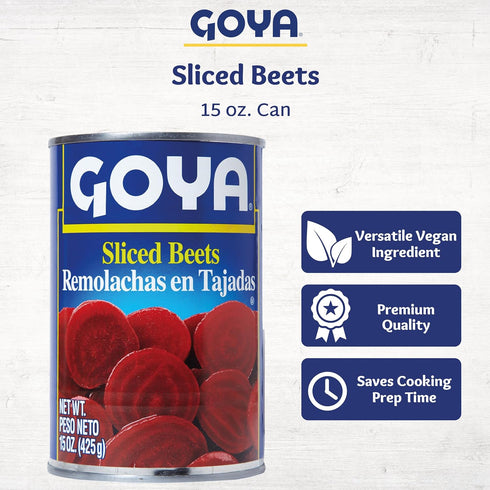 2-Pack (15 oz Goya Canned Sliced Red Beets, Tender and Vibrant, Ready-to-Serve for Salads, Sides, and Recipes, Pantry