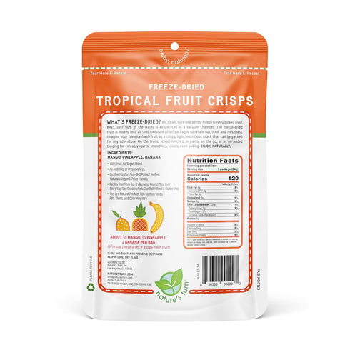 Pack 12 (1.2 oz Nature's Turn Freeze-Dried Fruit Snacks, Mixed Berry and Tropical Crisps, of Each)