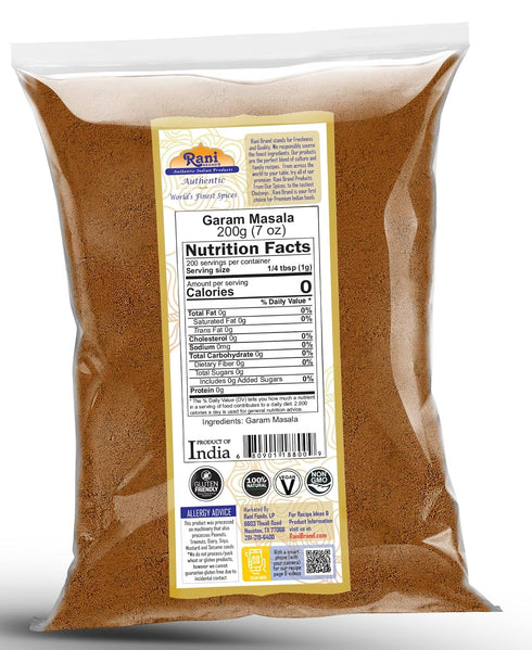 11-Spice 7oz (200g) Rani Garam Masala Indian Blend ~ All Natural, Salt-Free | Vegan | No Colors | Gluten Friendly |