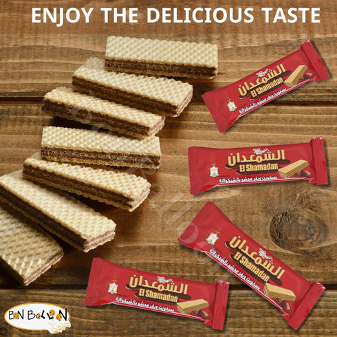 El Shamadan Wafer Biscuits with Premium Chocolate Cookies Roll Wafers - 12 Pcs Delicious Sweet Snacks