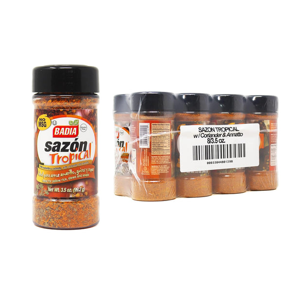 Badia Sazón Tropical with Annatto & Coriander, 3.5 oz (Pack of 8)