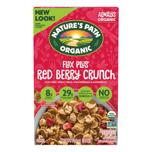 Nature's Path Organic Flax Plus Red Berry Crunch Cereal, 10.6 oz (Pack