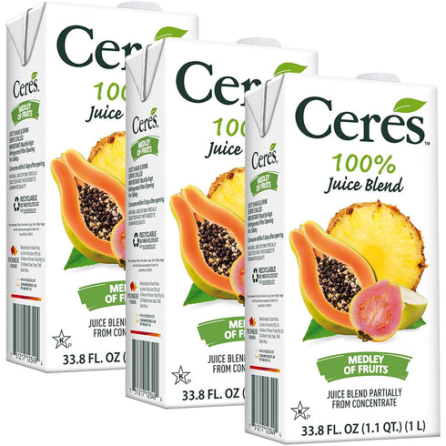 Ceres Medley of Fruits Juice Blend, 3-Pack 100% Natural, Rich in Vitamin